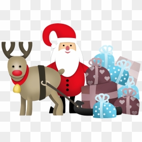 Santa Claus And Christmas Reindeer Clipart - L Cuento Rodolfo El Reno, HD Png Download - santa reindeer png