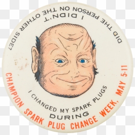 Spark Plug Two Face Event Button Museum - Label, HD Png Download - two face png