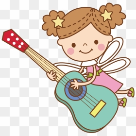 Little Angel Playing Guitar, HD Png Download - cartoon guitar png