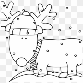 Black And White Santa - Clip Art, HD Png Download - reindeer clipart png