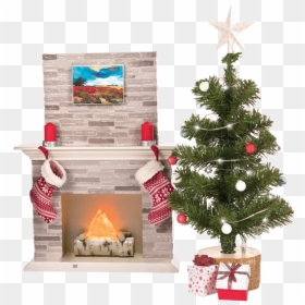 Tree And Fireplace Detail - Christmas Our Generation Dolls, HD Png Download - holiday ornaments png