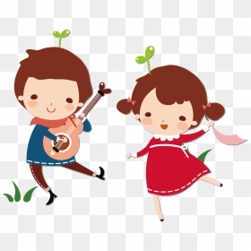 Guitar Cartoon Child Illustration - Imagenes De Niños Cantando Y Bailando, HD Png Download - cartoon guitar png