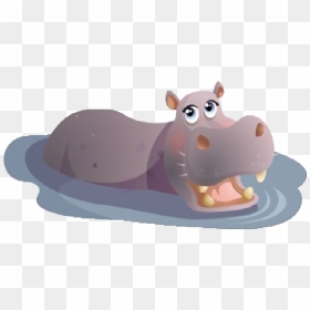 Hippo In Water Cartoon, HD Png Download - swimming clipart png