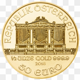 1 2 Oz Vienna Philharmonic Gold Coin 2018 2 - 1 2 Unze Gold Philharmoniker, HD Png Download - 2018 gold png