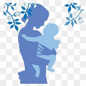Silhouette Mother Cartoon Illustration - Madre E Hijo Dibujo, HD Png Download - mother and child png