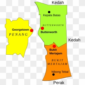 Map Of Penang, Malaysia Clip Arts - Map Of Pulau Pinang, HD Png Download - peta indonesia png