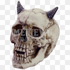 Horned Devil Skull - Skull, HD Png Download - halloween skull png