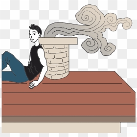 Chimney - Rooftop Sitting Night Painting, HD Png Download - chimney smoke png