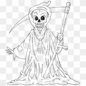 Halloween Scary Mummy Coloring Pages , Png Download - Grim Reaper Coloring Page, Transparent Png - scary monster png