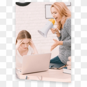 Angry Mother Screaming With A Megaphone At Distraught - Orange Juice, HD Png Download - angry teacher png