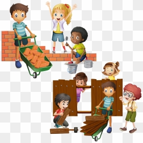 Wall Brick Building Clip Art Child And - Free Building Bricks Clipart, HD Png Download - building clipart png