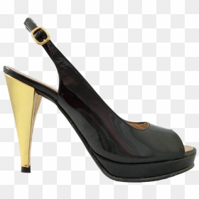 Μαύρη Γόβα Peep Toe, HD Png Download - heel png