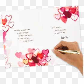 Watercolor Hearts Valentine"s Day Card For Sister - Hallmark Valentines Card For Sister, HD Png Download - sister png