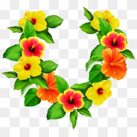 Flower Leaf Clip Art Flowers Transprent - Flower Wreath Yellow Hibiscus, HD Png Download - flower garland png