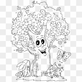 Spring Tree Colouring - Sketch Drawing Of Spring Season, HD Png Download - spring tree png