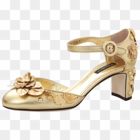 280892 Dolce Gabbana Gold Heel - Sandal, HD Png Download - heel png