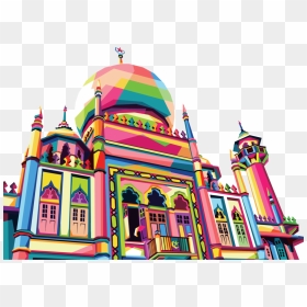 Recreation,fair,facade - Sketsa Gambar Masjid Berwarna, HD Png Download - masjid png