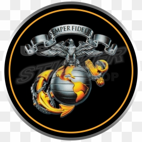 Marine Corps Emblem Sticker Round - Marine Corps Emblem Png, Transparent Png - marine corps emblem png