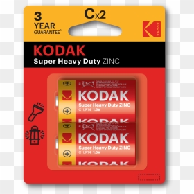 Kodak C Extra Heavy Duty Batteries Pack Of 2"  Title="kodak - Kodak Super Heavy Duty Zinc, HD Png Download - kodak png