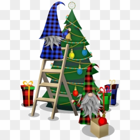 Gnomes Preparing Christmas Tree Clipart - Christmas Day, HD Png Download - christmas tree transparent png