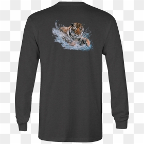 Motorcycle Long Sleeve Tshirt Splash Tiger Jumping - T-shirt, HD Png Download - jumping tiger png