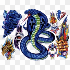 Colored Tattoo Shape - Snake Drawing Color Tattoo, HD Png Download - snake tattoo png