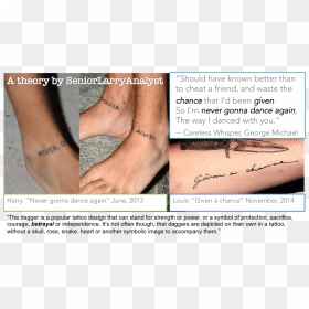 I Have A Theory About Two Larry Tattoos - Never Gonna Dance Again Tattoo, HD Png Download - harry styles png 2015