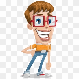 Cute Nerd With Glasses Cartoon Vector Character Aka - Cartoon Guy With Glasses, HD Png Download - nerdy glasses png