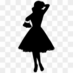 Lady Dress Silhouette, HD Png Download - woman in dress silhouette png