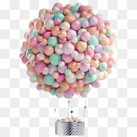 Pastel Hot Air Balloon Themed Party, HD Png Download - balon png