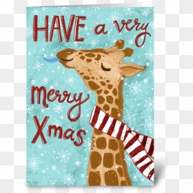 Christmas Giraffe Png - Giraffe Merry Christmas Wishes, Transparent Png - giraffe png images