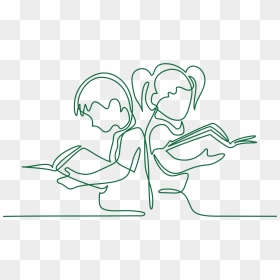 Sibling Support - Kids Reading A Book Drawing, HD Png Download - brother and sister png