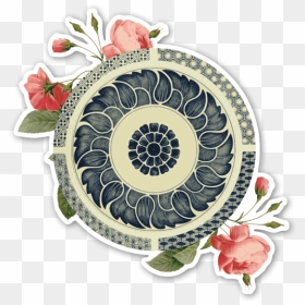 Round Marble Flower Sticker - Transparent Chinese Ornament Png, Png Download - round floral png