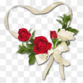Heart Ribbon And Rose - Heart Rose Flowers Mothers Day, HD Png Download - heart photo frame png