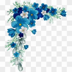 Flower, Blue, Borders And Frames Png Image With Transparent - Blue Flower Border Transparent, Png Download - blue photo frames png