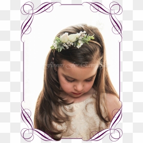 Silk Artificial Flower Girl Head Band Floral Head Piece - Rustic Navy Wedding Bouquet, HD Png Download - flower hair band png