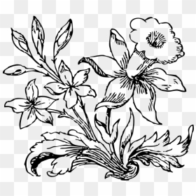 Vector Clip Art Of Little Flower In Black And White - Little Flower Drawing, HD Png Download - flowers black vector png