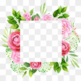 Hand Painted Peony Flower Frame Png Transparent - Square Leaf Frame Png, Png Download - leaf frame png