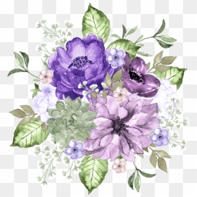 Lavender Purple Watercolor Flowers, HD Png Download - flower wallpaper png