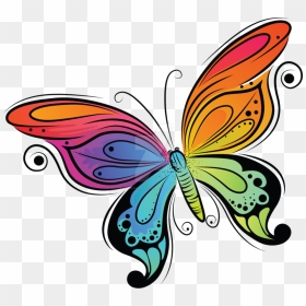 Thumb Image - Simple Colourful Butterfly Drawing, HD Png Download - butterfly cartoon png