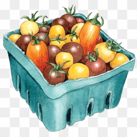 Cherry Tomato Basket - Vegetable, HD Png Download - fruits and vegetables basket png