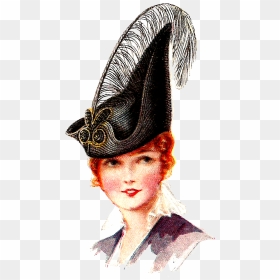 Women Hat Png - Womens Vintage Hat Drawing, Transparent Png - women hat png