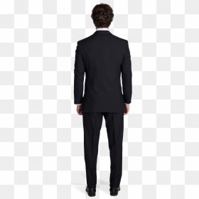 Black Notch Lapel Suit With Silver Tie - Suit And Tie From Back, HD Png Download - men in suit png