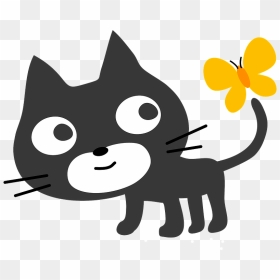 Cartoon Cat With Butterfly Clipart - Cartoon, HD Png Download - butterfly cartoon png