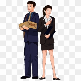 Clip Art Cartoon Wear Men And Women - Woman In Suit Cartoon Png, Transparent Png - men in suit png