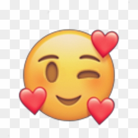 #emoji #customemoji #love #wink #hearts #soft #happy - Smile Emoji With Hearts, HD Png Download - wink smiley png