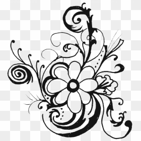 Flowers Clip Art Lines - Flower Art Black And White, HD Png Download - wedding designs clip art png