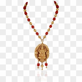 Maha Lakshmi Coral Antique Haaram - Coral Chain Laxmi Pendants, HD Png Download - flower haar png