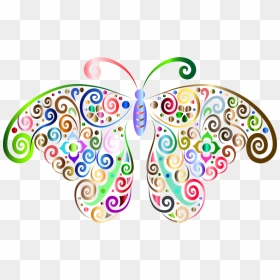 Transparent Background Clipart Butterfly - Flower Butterfly Line Drawing, HD Png Download - butterfly png for photoshop