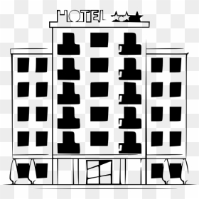 Hotel Building Monochrome Clip Art - Hotel Clipart Black And White Png, Transparent Png - hotel clipart png